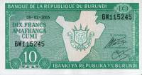 (2005) Банкнота Бурунди 2005 год 10 франков "Карта"   UNC