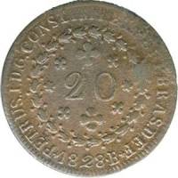 (№1825km360.2) Монета Бразилия 1825 год 20 Reacute;is