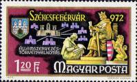 (1972-054) Марка Венгрия "Стефан диктует писцу "    1000 лет городу Секешфехервару и 750 лет открыти