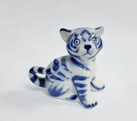 Фарфоровый сувенир "Тигр", гжель