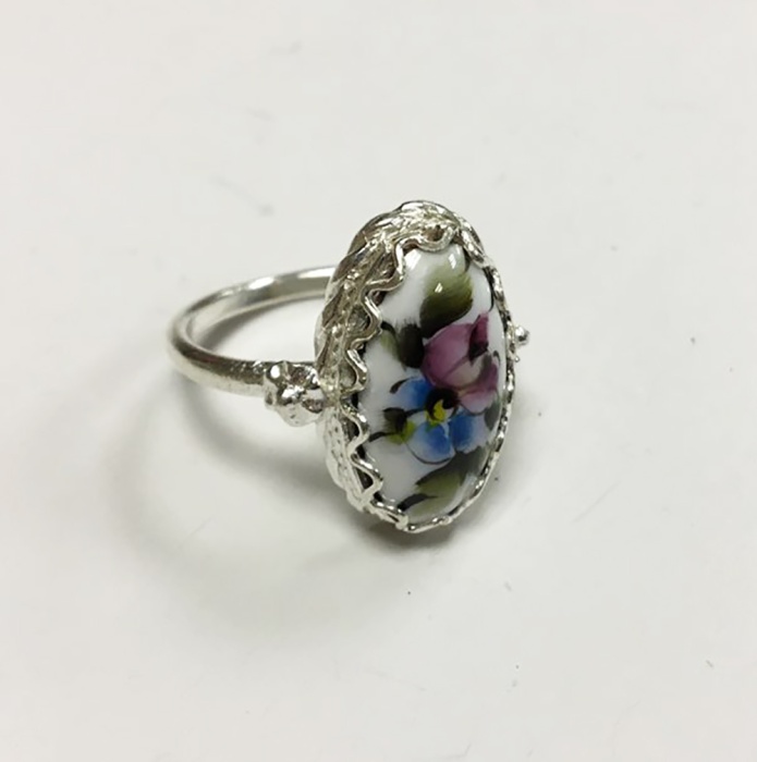 Перстень "Финифть", серебрение (сост. на фото)