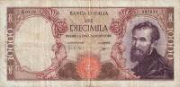 (№1964P-97a.1) Банкнота Италия 1964 год "10,000 Lire" (Подписи: Carli and Ripa)