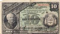 (№1884P-6a.1) Банкнота Аргентина 1884 год "10 Centavos" (Подписи: Roca  Sastre)