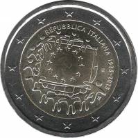 (018) Монета Италия 2015 год 2 евро "30 лет флагу Европы"  Биметалл  UNC