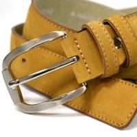 Ремень из нубука. Натуральная кожа. Ширина - 4 см, светло-коричневый. Вариант 2