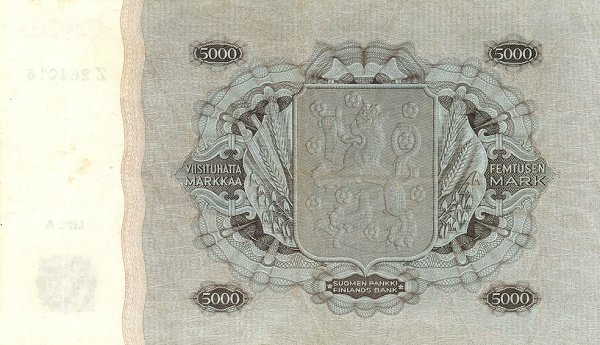 (1945 Litt A) Банкнота Финляндия 1945 год 5 000 марок    UNC