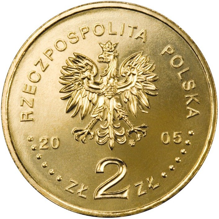 (097) Монета Польша 2005 год 2 злотых &quot;Иоанн Павел II&quot;  Латунь  UNC