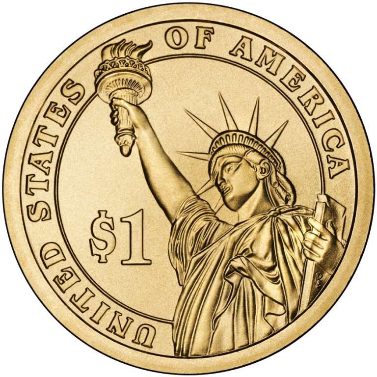 (36p) Монета США 2015 год 1 доллар &quot;Линдон Джонсон&quot; 2015 год Латунь  UNC