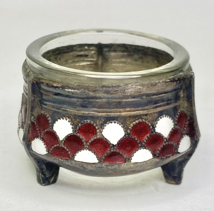 Солонка юммет мельхиор эмаль СССР