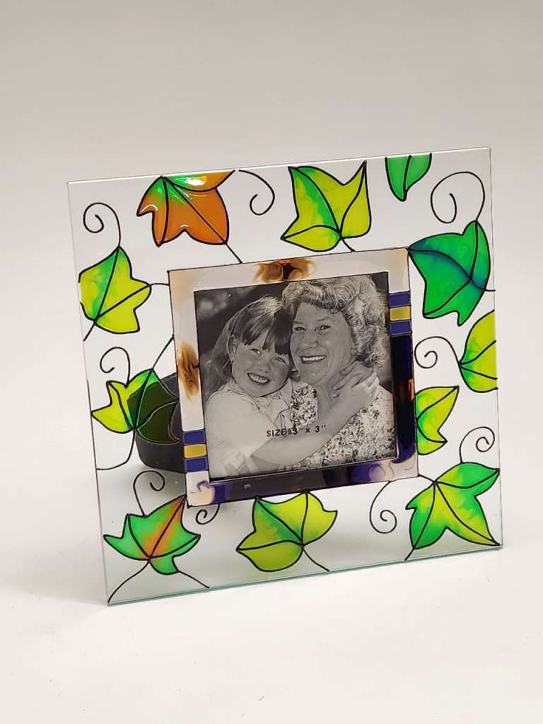 Фоторамка настольная витражное стекло 15х15 см для фото 7,5 х 7,5 см новая