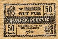 (№1920) Банкнота Германия 1920 год "50 Pfennig"