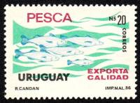 (№1986-1748) Марка Уругвай 1986 год "Экспорт рыбы", Гашеная