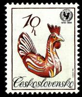 (1986-022) Марка Чехословакия "Петух"    40-летие Всемирной детской помощи Организации Объединенных 
