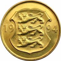 (1994) Монета Эстония 1994 год 5 крон "Банк Эстонии. 75 лет"  Латунь  XF