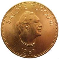 () Монета Тонга 1967 год 20 сенити ""  Медь-Никель  UNC