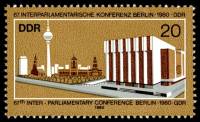 (1980-072) Марка Германия (ГДР) "Дворец Республики, Берлин"    Межпарламентская конференция II Θ