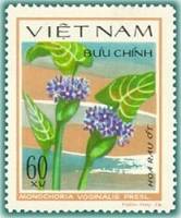 (1980-011a) Марка Вьетнам "Монохория"  Без перфорации  Водяные цветы III O