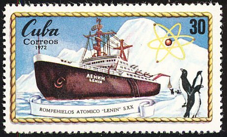 (1972-085) Марка Куба &quot;Ледокол 'Ленин'&quot;    История мореплавания III Θ