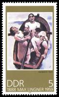 (1988-082) Марка Германия (ГДР) "В лодке"    Макс Лингнер II O