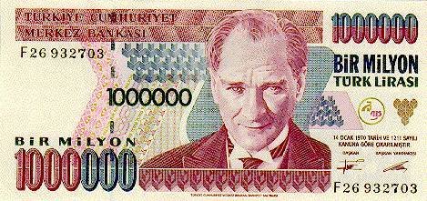 (1995) Банкнота Турция 1995 год 1 000 000 лир &quot;Мустафа Кемаль Ататюрк&quot;   UNC
