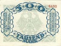 (№1923) Банкнота Германия 1923 год "500,000 Mark"
