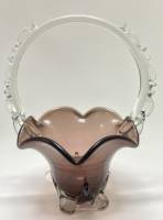 Ваза конфетница фруктовница цветное стекло Гутная техника СССР 