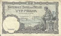 (№1938P-108a.8) Банкнота Бельгия 1938 год "5 Francs"