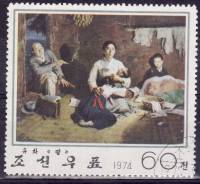 (1974-089) Марка Северная Корея "Семья"   Корейская живопись III O