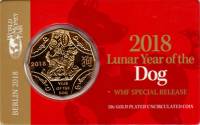(2018, позолота) Монета Австралия 2018 год 50 центов "Год собаки"  Медь-Никель  Буклет