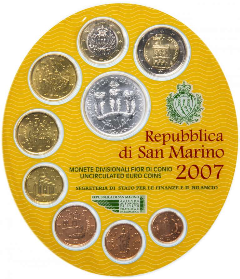 (2007, 9 монет) Набор монет Сан-Марино 2007 год &quot;Равные возможности&quot;  Буклет