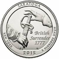 (030p) Монета США 2015 год 25 центов "Саратога"  Медь-Никель  UNC