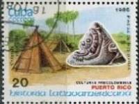 (1986-081) Марка Куба "Хижина индейцев"    История Латинской Америки III Θ