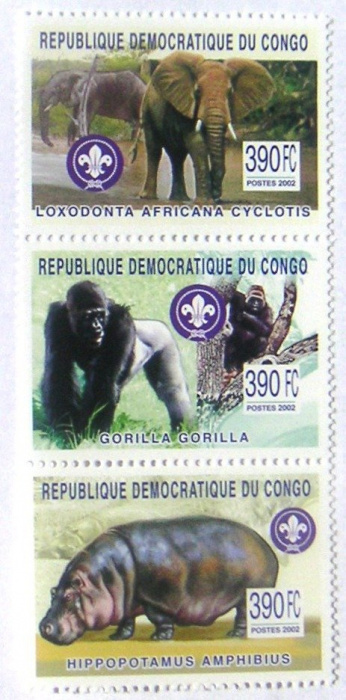 (№2003-1755) Лист марок Республика Конго 2003 год &quot; Местных Крупных Животных&quot;, Гашеный