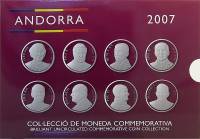 (2007, 8 монет) Набор монет Андорра 2007 год "Папы римские"   UNC