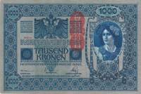 (1919) Банкнота Австро-Венгрия 1919 год 1 000 крон "Вертик надпечатка на боне 1902 года"   UNC