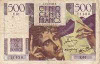 (№1946P-129a.3) Банкнота Франция 1946 год "500 Francs" (Подписи: J)