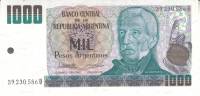 (,) Банкнота Аргентина 1983 год 1 000 песо аргентино "Хосе де Сан-Мартин"   UNC
