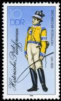 (1986-006) Марка Германия (ГДР) "Почтальон (1)"    Почтовая униформа II Θ