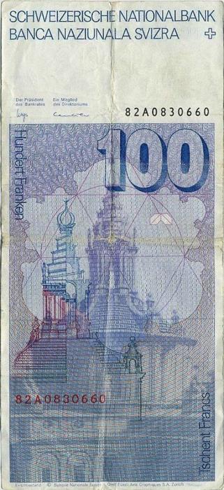 () Банкнота Швейцария 1982 год 100  &quot;&quot;   UNC