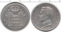 (1960) Монета Монако 1960 год 5 франков "Ренье III"  Серебро Ag 835  UNC