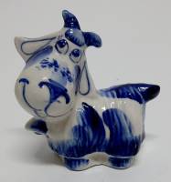 Фарфоровый сувенир "Коза", гжель (сост. на фото)