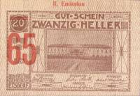 (№1920) Банкнота Австрия 1920 год "65 Heller"