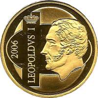 (01) Монета Бельгия 2006 год 12,5 евро "Леопольд I"  Золото Au 999  PROOF