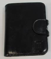 Портмоне женское "Wanlima", Натуральная кожа, 1 отделение на клепке с отсеками, Черное