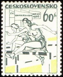 (1965-005) Марка Чехословакия "Бег с барьерами"    Спорт III O
