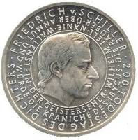 (2005) Монета Германия (ФРГ) 2005 год 10 евро "Фридрих Шиллер"  Серебро Ag 925  UNC