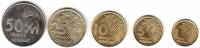 Набор монет  Гвинея  (5 монеты) 1985 - 1994 годы, 1, 5, 10, 25 и 50 франков, AU