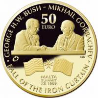(№2015) Монета Мальта 2015 год 50 Euro (Саммит Буша И Горбачева На Мальте, 1989)