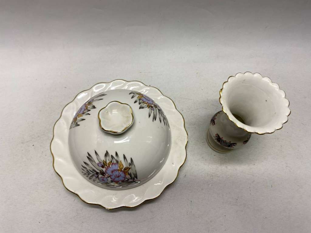 Масленка с крышкой и ваза ЛОЗ ЛЗФН