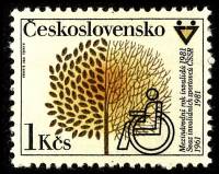 (1981-002) Марка Чехословакия "Инвалид на коляске"    Международный год инвалидов I Θ